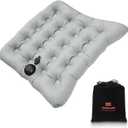 Lumbar Support Pillow, Inflatable Seat Cushion, Lightweight Car Back Cushion, Portable Chair Seat & Back Cushions for Office, Flight, Workplace, Gray Stadium Cushions with TPU