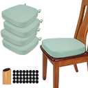 BUYUE Thickened 2.5" Dining Chair Cushions Set of 4, U-Shape High Density Foam Comfortable Chair Pads for Kitchen, Slip Resistant Indoor Seat Cushions (4 PCS, Light Green)