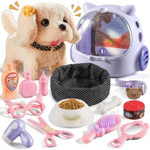 Vanvimen 16 Pcs Robot Dog Toys for Girls, Toys for 3 4 5 6 7 8 Year Old Girls Kids Boys, Realistic Robot Puppy Toddlers Girl Toy for 5-7 6-8, Ideas Birthday Gifts for Girl 3 4 5 6 Year Old (Purple and Pink)