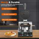 Commercial Waffle Maker, 1300W Stainless Steel Waffle Baker Machine, 50-300C(120-570), Nonstick, for Catering, Restaurant, Snack Stand, Perfect for Iftar, CE Certified