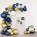 Holicolor 174pcs Navy Blue Gold Balloons Garland Arch Kit, Metallic Gold Latex White Confetti Mixed Sizes Balloons Foil Balloons for Baby Shower Birthday Party Wedding Graduation Decoration