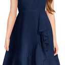 MITILLY Girls Lace Flower Ruffle Dress Chiffon Halter A Line High Low Flowy Junior Bridesmaid Dresses for Wedding Party (Blue), Size 6-7Y
