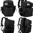 LHI Military Tactical Backpack for Men and Women 45L Army 3 Days Assault Pack Bag Large Rucksack with Molle System - Black