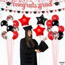 2 x KatchOn, Red and Black Grad Decoration 2025 set - Pack of 37 | Congrats Grad Banner for 2025 Graduation Party Decorations | Graduation Decorations 2025 Red