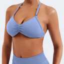 VOYJOY Impact Strappy Bra Sports Bras for Women Basic Crop Workout Sexy Tank Gym Yoga Bra (Blue, L)