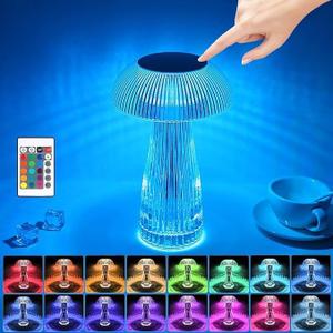 Crystal Diamond Rose Table Lamp, Remote and Touch Control Nightstand Lamps, 16-ColorLED Night Light, Bedside Lamps (I)