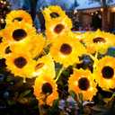 Christmas Flowers Solar Pathway Lights Outdoor, 2 Pack 6 Sunflower Solar Lights Outdoor, Waterproof Solar Sunflower Garden Lights, Decorative Sunflower Solar Pathway Lights for Garden Lawn Patio Yard