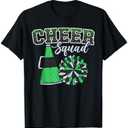 Cheer Squad Funny Cheerleader Cheerleading Green Women Girl T-Shirt, Medium