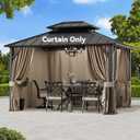 Gazebo Curtain Replacement Universal 4-Panel Sidewalls 10' x 12', Outdoor Gazebo Privacy Curtains with Zipper, Replacement for Outdoor, Patio Canopy, Garden and Backyard (Curtain Only) (Khaki)