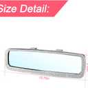 Bling Car Rear View Mirror, Rhinestones Crystal Clip-on Rearview Mirror with HD Glass, Compatible with Most Cars, SUVs, Vehicles, Auto Interior Accessories for Women Girl (White)