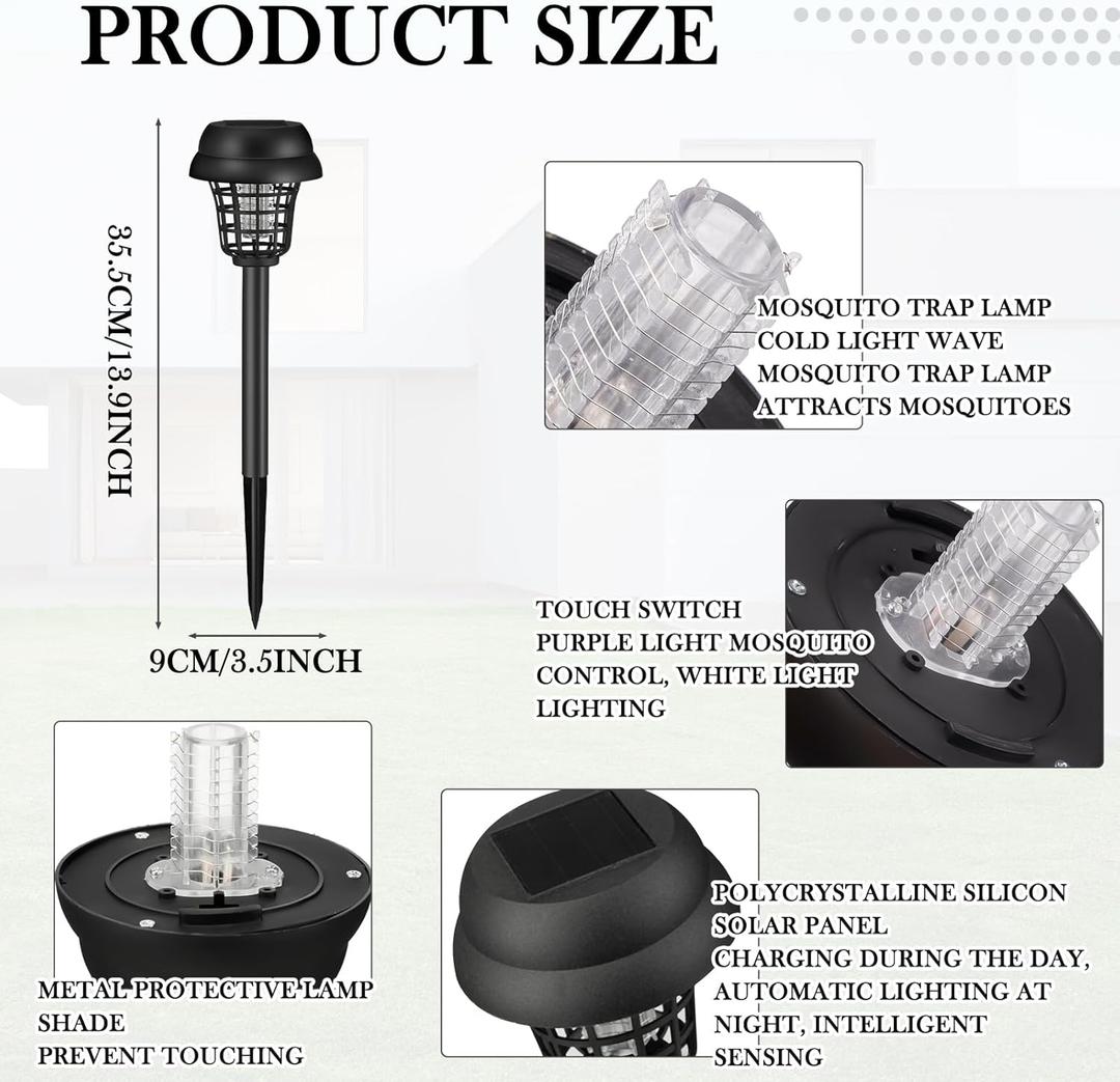 Qualirey 2 Pcs Solar Bug Zapper Waterproof Outdoor Mosquito Zapper Killer and Lighting Repellent Lamp for Indoor Outdoor Use Garden Patio, Purple and White Light(Plastic,Retro Black) Qualirey 2 Pcs Solar Bug Zapper Waterproof Outdoor Mosquito Zapper Killer and Lighting Repellent Lamp for Indoor Outdoor Use Garden Patio, Purple and White Light(Plastic,Retro Black)
