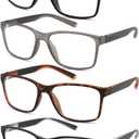 Blue Light Blocking Reading Glasses for Men 4-Pack Stylish Computer Readers with Spring Hinges,Anti Glare/Eye Strain Filter UV Ray Lightweight Reader Eyeglasses,+1.0 Magnification Strength