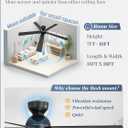 60 Inch Flush Mount Ceiling Fan no Lights, Black Ceiling Fan, 6-Speeds, Quiet Reversible DC Motor, Indoor/Outdoor Large Ceiling Fans without Lights for Living Room, Bedroom,Patio