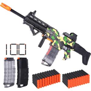 COOLFOX Electric Automatic Toy Gun for Nerf Guns Sniper Soft Bullets [Shoot Faster] Camouflage Burst Bullets for Boys,Toy Foam Blasters & Guns with 100 Nerf Sniper Darts, Gifts for Kids (Green)