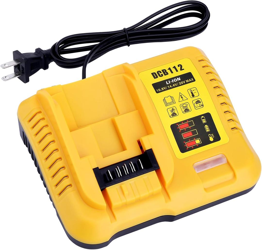DCB112 Battery Charger Replacement for De-Walt 12V 20V and 60V MAX Lithium-Ion Battery DCB201 DCB200 DCB612 DCB609-2 DCB609 DCB606 DCB606-2 DCB208 DCB206 DCB204 DCB203 DCB126 (Yellow)