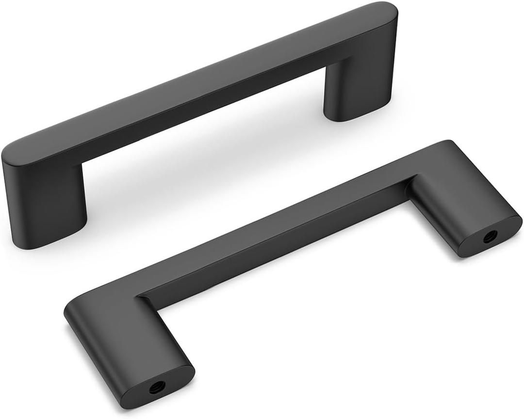 homdiy 10 Pack Matte Black Cabinet Pulls 3-3/4 inch Hole Center Kitchen Drawer Handles for Dresser Cupboard Living Room