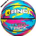 AND1 Ultra Grip Basketball: Official Regulation Size 7 (29.5 inches) Rubber- Deep Channel Construction Streetball, Made for Indoor Outdoor Basketball Games