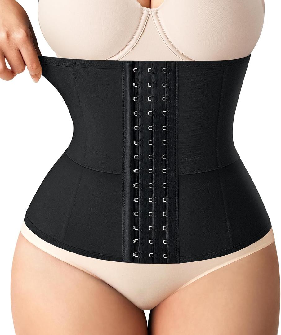 Nebility Waist Trainer for Women Corset Shapewear Tummy Control Body Shaper Girdle Waist Cincher Postpartum Belly Band(Medium, Black) (Black, M)