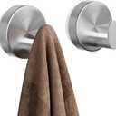 TAILI 304 Stainless Steel Bathroom Suction Hooks for Towel, Bathrobe, Loofah, No Damage Hanging Glass Shower Wall Hook, Patented Strong Suction Cup Holder, Hold Up to 11 Lbs, 2 Pack, Silver