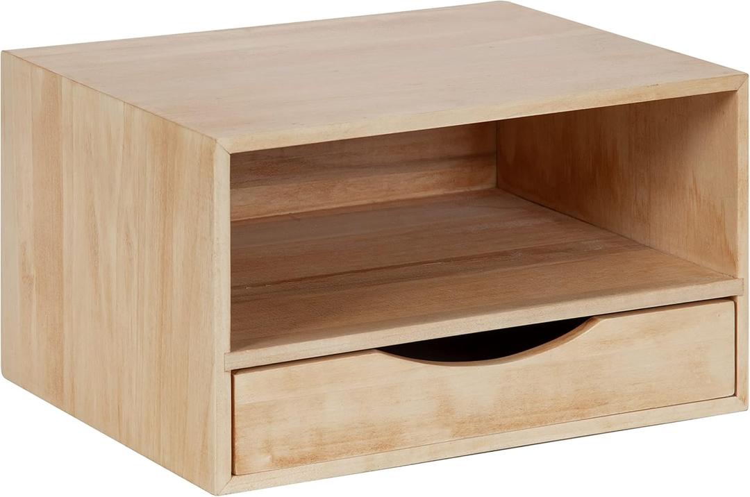 Kate and Laurel Hutton Modern Floating Shelf and Side Table, 12.5 x 10 x 7, Natural Wood, Modern Minimalist Floating End Table for Storage and Display