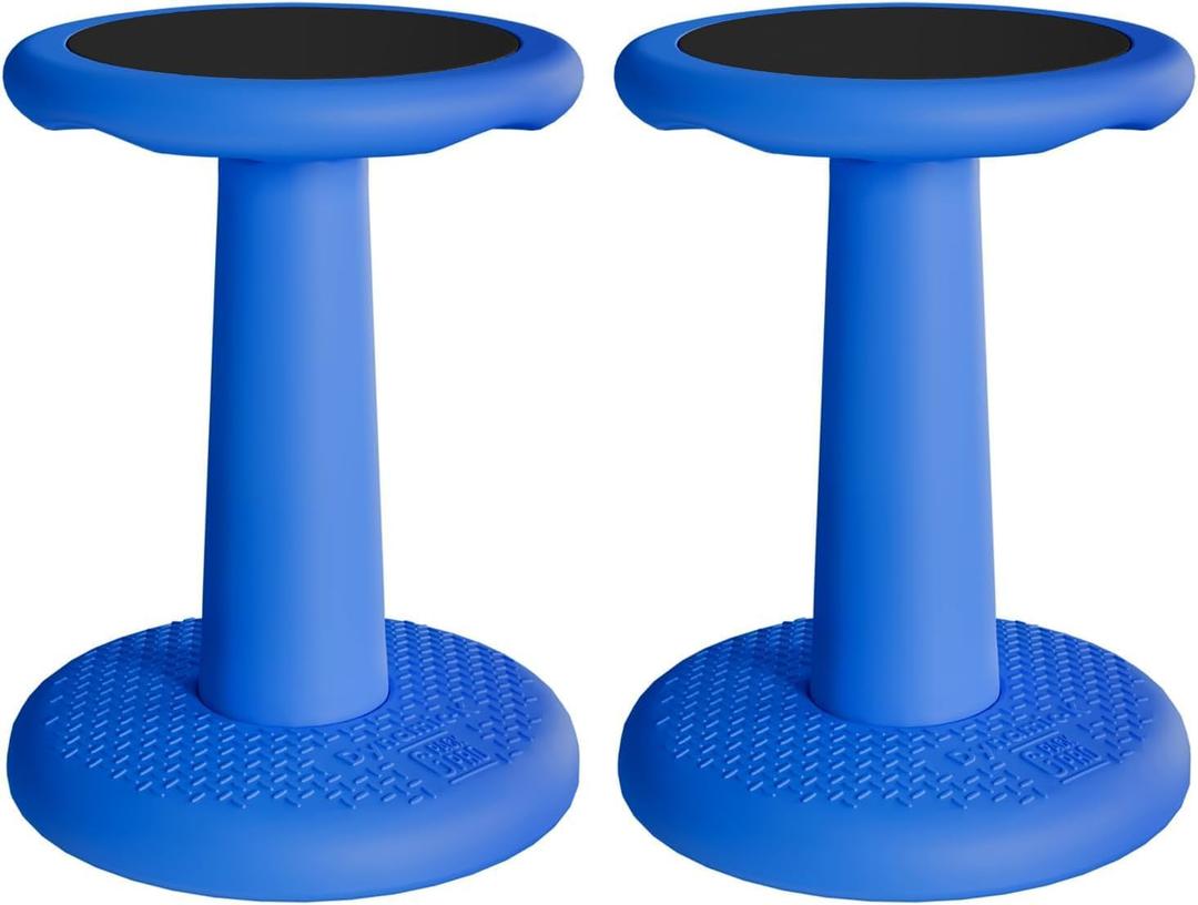 -Dynamic-, Kid Wobble Stool Pair, Wiggle Chair Flexible Seating for Preschool & Elementary Classroom, Improves Focus, Posture & ADHD/ADD-Blue 17.7 Hight' Stools Pack of 2