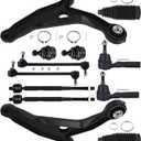 12PCS ASTOU Front Suspension Kit fit 2011-2014 for Chrysler 200 2009-10 for Chrysler Sebring 09-14 for Dodge Avenger Lower Control Arm Lower Ball Joint Inner Outer Tie Rod Sway Bar Steering Rack Boot
