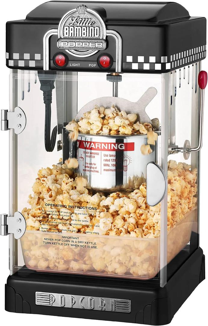 Great Northern Popcorn 83-DT5620 Northern Company GNP BlackGNP Little Bambino 2-1/2 Ounce Retro Style Popcorn Popper Machine, 2.5 Ounce, Black