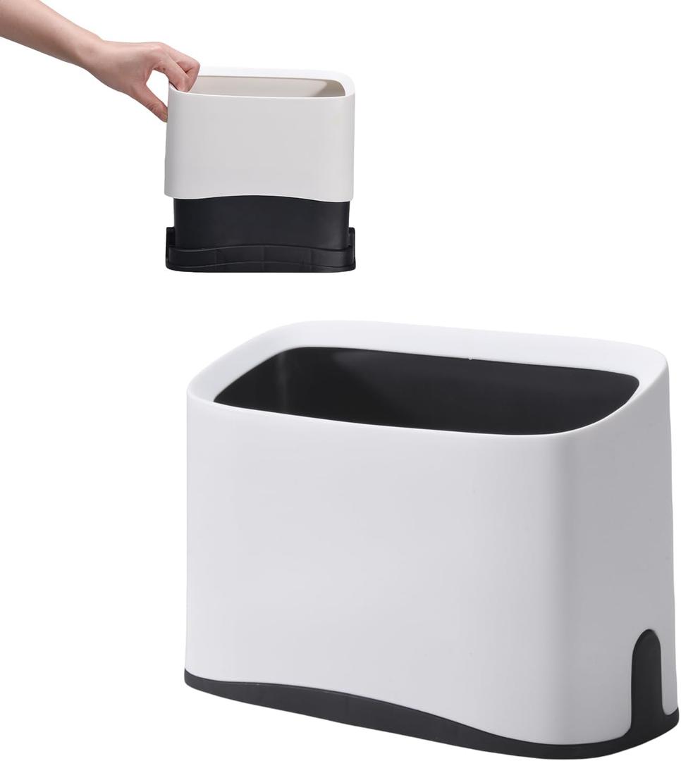 Cat Litter Scoop Holder Universal Scooper Storage Caddy for Most Kitty Poop Shovel, Durable Removable Pet Pooper Stand for Plastic / Metal Waste Scoops, Double-Layer Mini Desktop Trash Can - L White