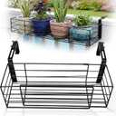 Youyole Adjustable Flower Pot Plant Rack Holder Stand, Expands 14"-27" to Accommodate Multiple Flowerpots, Iron Hanger Hooks Fit Almost Any Balcony, Porch, Fence or Deck Railing up to 6" Wide (Black)