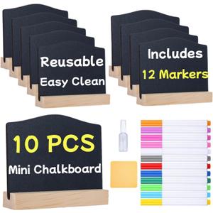 10 Pcs Reusable Mini Chalkboard Signs with Easel Stand for Food Labels, Double-Sided Use Message Board Signs, Weddings Place Cards, Birthday Parties, Table Numbers, Plants, Special Event Decorations