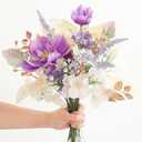 Floroom Artificial Greenery Stems Box Set, 45pcs with 9 Kinds of Faux Greenery Flowers Picks for DIY Bridal Bouquets Wedding Floral Arrangement Table Centerpieces, Lavender & Gold