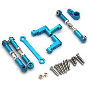 Steering Assembly, Tie Rod, Servo Arm Kit, Metal Upgrade Spare Parts Accessories for Hyper Go H16BM H16GT H16DR H16PL MJX 16207 16208 16209 16210 H16 1/16 Model RC Car (Blue)