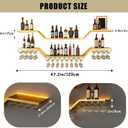 47.2in Modern LED Wine Rack Wall Mounted, 3-Tier Floating Bar Shelves with Wine Glass Rack, Large Hanging Liquor Shelf Wall Mounted, for Home Bar Dining Room Cafe Decorative (Gold, 47.2in/120cm)