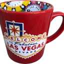 Las Vegas Poker Chip Coffee Mug Red, Souviner - Welcome To Fabulous Las Vegas Sign Cup 16 oz