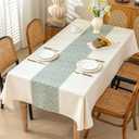 Linen Tablecloths for Rectangle Tables,6 FT Table Cloth Advanced Waterproofing Technology for Dinningroom,Farmhouse (70" x 55"Fits tables 48"-60" in length, Green Bx)