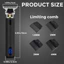 Professional Hair Trimmer for Men, Beard Trimmer Hair Clippers for Men, Cordless Rechargeable Hair Trimmer Metal Body Cutting Grooming Kit,Beard Shaver Barbershop (Black with LCD)