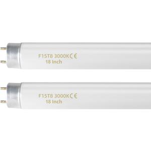 F15T8 18 Inch 15W T8 Replacement Tube Bulb Warm White 3000K Medium Bi-Pin G13 Base 2 Count