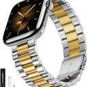 SUNFWR Compatible with Apple Watch Band 40mm 41mm 38mm 42mm(Series 10 11) for Women Men, Stainless Steel Metal iWatch Band for Apple Watch Series 11/10/9/8/7/6/5/4/3/2/1/SE/SE2/SE3 Ultra3/2/1 (No case) (Silver+Golden)