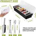 Tessco for you Garnish Tray with Lid Bar Caddy Ice Cooled Condiment Serving Container with Ice Scoop Metal Mini Serving Tongs Fruit Fork Spoons for Food Home Party Kitchen(Plastic,6 Grids)