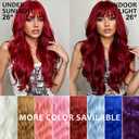 NOSTALGIA Vibrant Red Long Wavy Wigs with Bangs for Women, Premium Skin-Friendly Synthetic Hair, Bright Red Cosplay Party Wig for Halloween, Christmas & Daily Wear