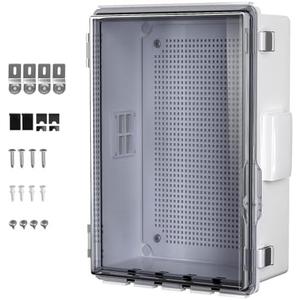 Animacyn ABS Electrical Junction Box, Ventilated Design, Cable Grommets, IP65 Waterproof Enclosure, Indoor/Outdoor Use with Mounting Panel .(Clear Cover, 13.8"x9.7"x5.9") Clear Cover