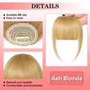 NAYOO Bangs Hair Clip in Bangs 100% Real Human Hair Extensions French Bangs Clip on Air Bangs for Women Hairpieces Curved Bangs for Daily WearAsh Blonde