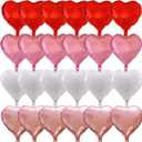 24 PCS Red White Pink Rose Gold Heart Aluminum Foil Balloons  18" Foil Balloons Set for Valentine's Day, Anniversary, Mothers Day,Wedding Bridal Engagement Party Decorations