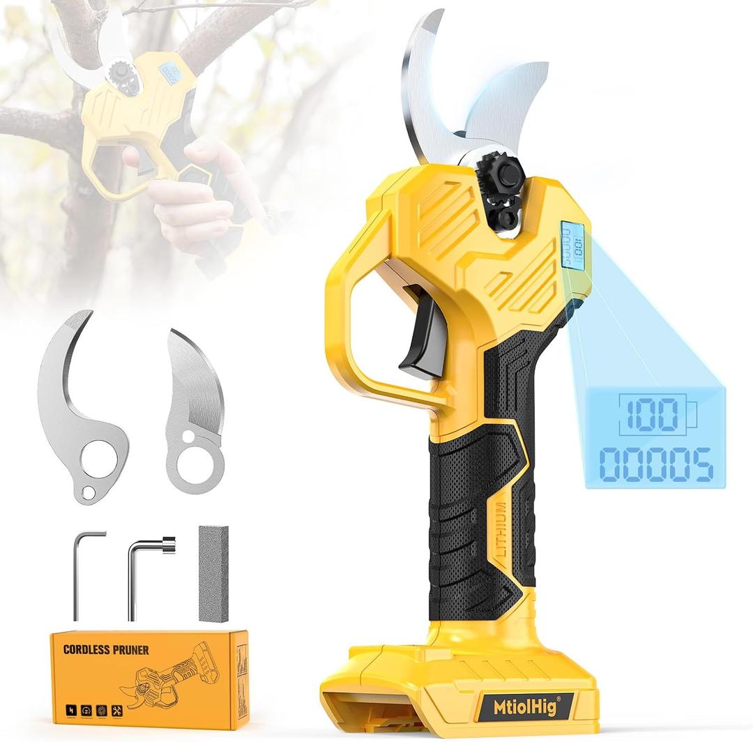 MtiolHig Electric Pruning Shears Compatible with DeWALT 20V 26000RPM Cordless Garden Pruner,0.8-2 inch Max Cutting Diameter PVC Cutter Tree Trimmer with LCD Display & SK7 Blades(Tool Only), Short