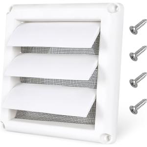 6 Inch Louvered Dryer Vent Cover, Outside Exhaust Air Vent Cover with 4 Pcs Screws, Vent Hood Outlet for Exterior Wall, Outside, Outdoor (6 Inch-Active)