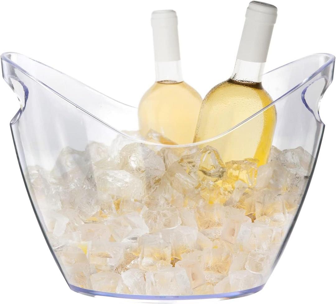 Ice Bucket 4 Liter Champagne Wine Bucket Clear Acrylic Beverage Tub Party Drinks Ice Tub for Wine, Champagne or Beer Bottles Bar Supplies Pack of 8