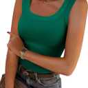 Chulianyouhuo Women's Ribbed Tank Tops Knit Scoop Neck Sleeveless Fitted Casual Tops Summer Slim Basic Tee Shirts (Green, L)