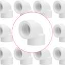 10Pack 3/4" Double Female Thread 90 Degree PVC Elbow Pipe Fitting Connector SCH40 3/4IN F to F Threaded 90 Degree Elbow PVC Corner Adapter Pipe Fitting for Home Sewer Plumbing Water Line