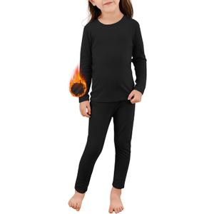 Thermal Underwear for Kids Toddler Winter Base Layer Long Johns Sets for Girls Boys (Large (100) /3T-4T, Black)