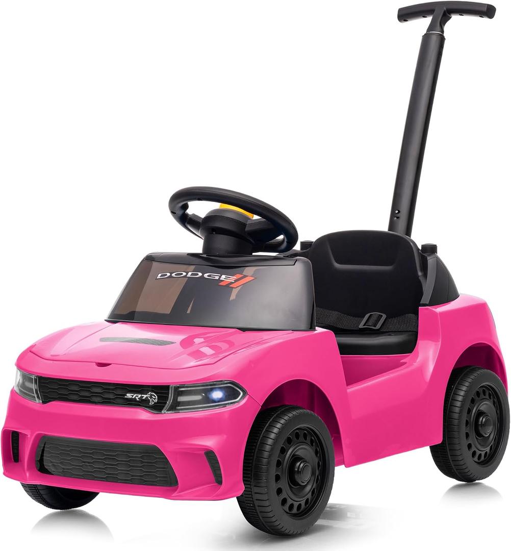 Licensed Dodge Ride on Push Car for Toddlers 1-3 Years with Handle & Music, Small